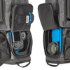 The lower gear compartment – built with additional inner layer of energy-absorbing Neoprene covered with supple Lycra - can be reached from both sides by opening the water-repellant zippers on the flaps . This allows the user to quickly reach in and pull out his camera